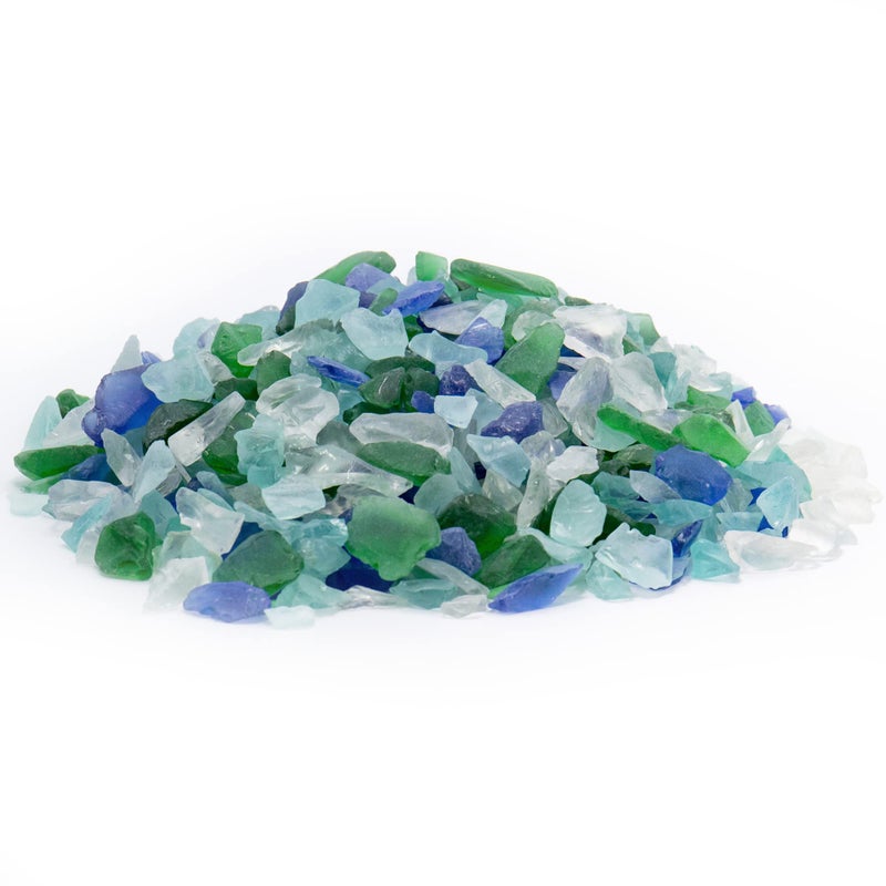 CYS EXCEL Frosted Light Blue Sea Glass (4 LBS, Approx. 6 Cups) | Multiple Color Choices Crushed Glass Vase Filler | Aquarium Nautical Decor for Art Crafts - Image 1